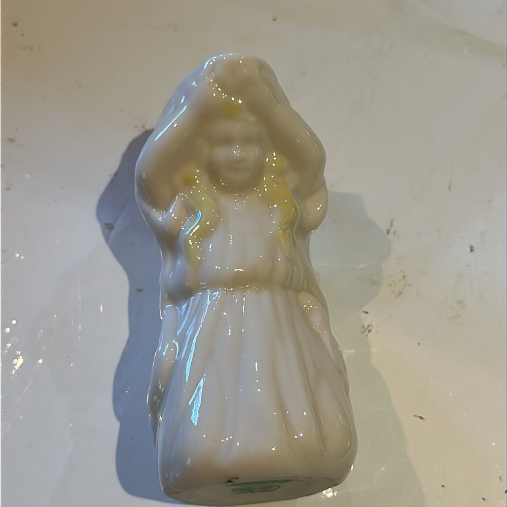 Vintage Irish BELLEEK Porcelain Undine Pitcher Girl Creamer Maiden Gold